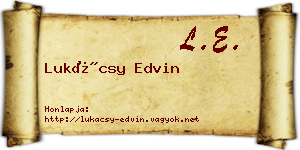 Lukácsy Edvin névjegykártya